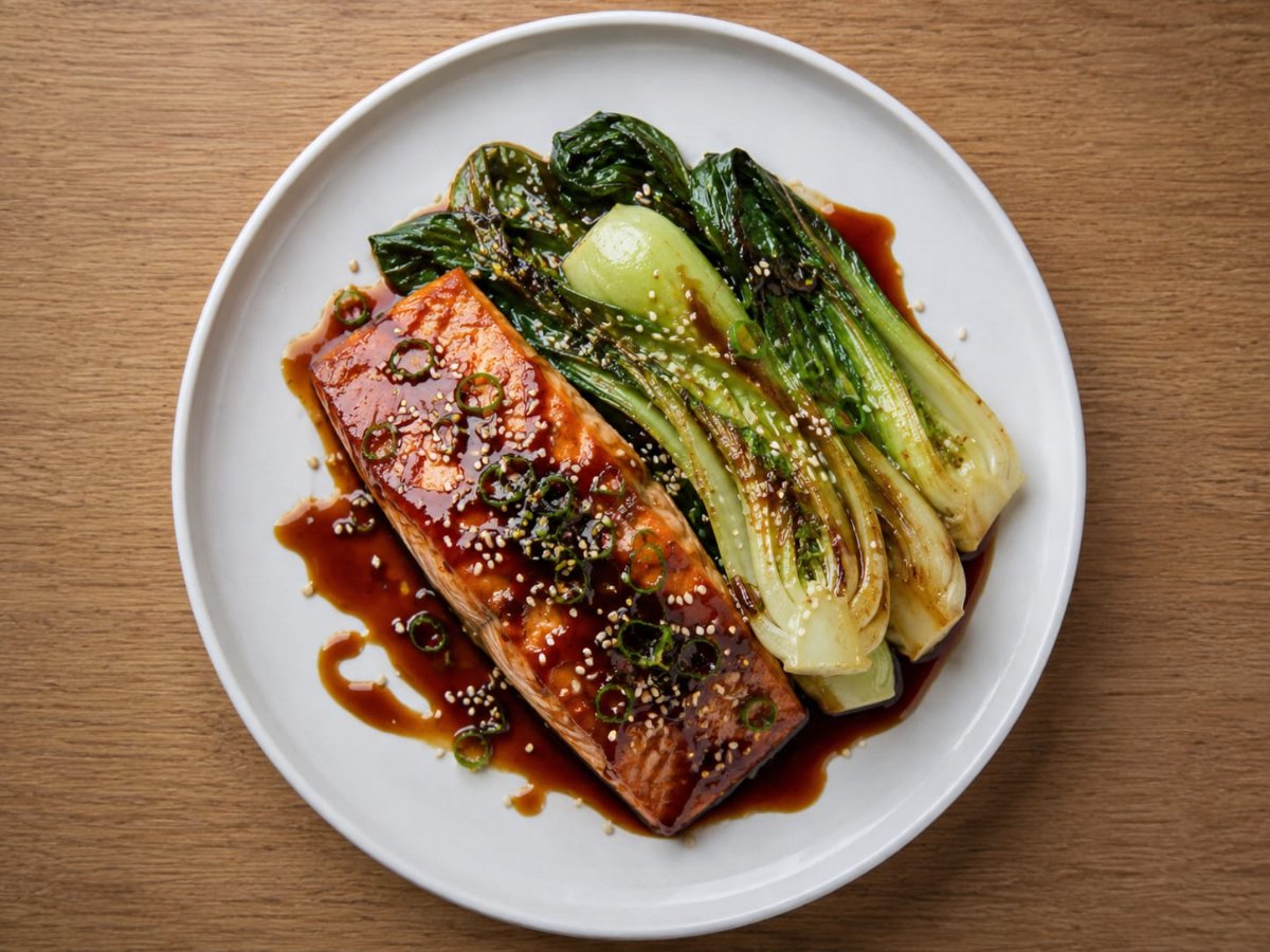 Aziatische zalm teriyaki met sesam en paksoi