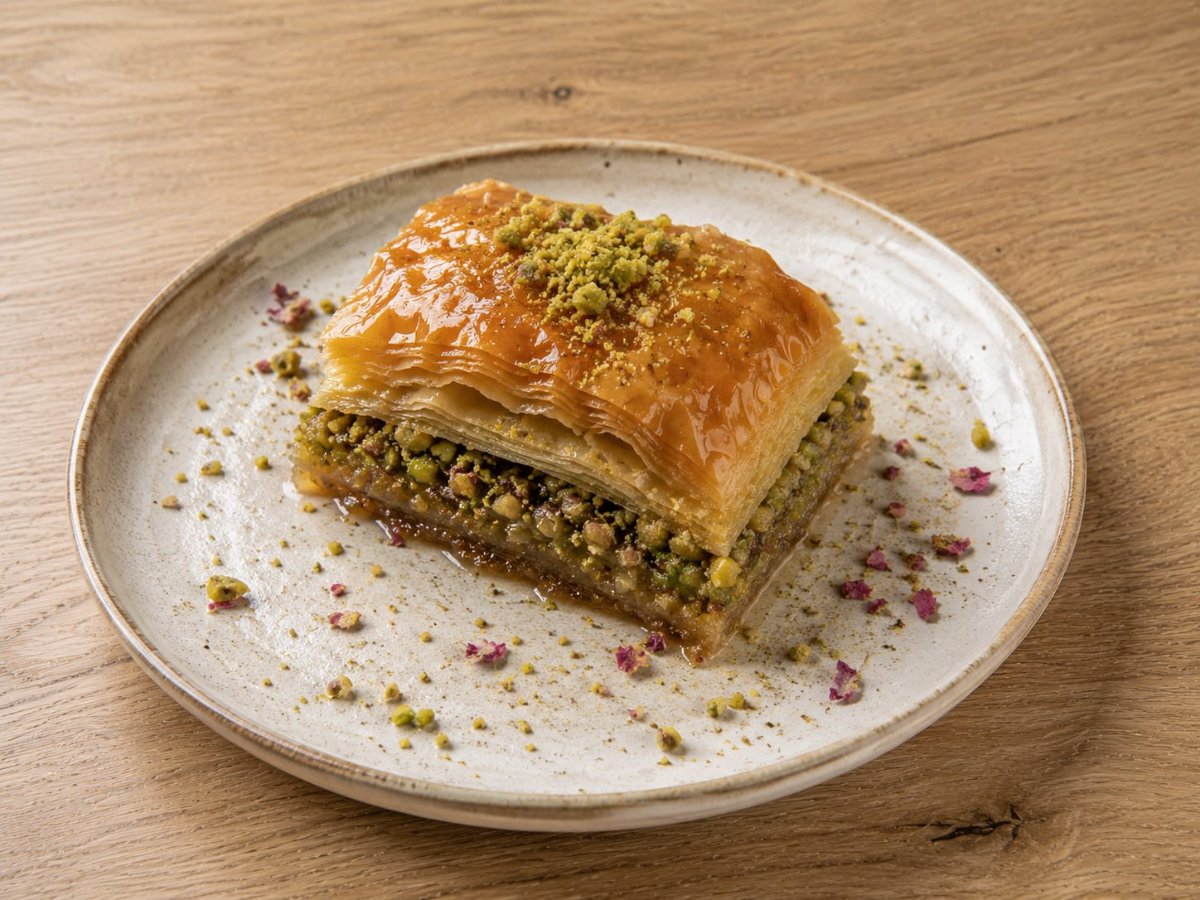 Baklava met pistache en rozenwaterstroop