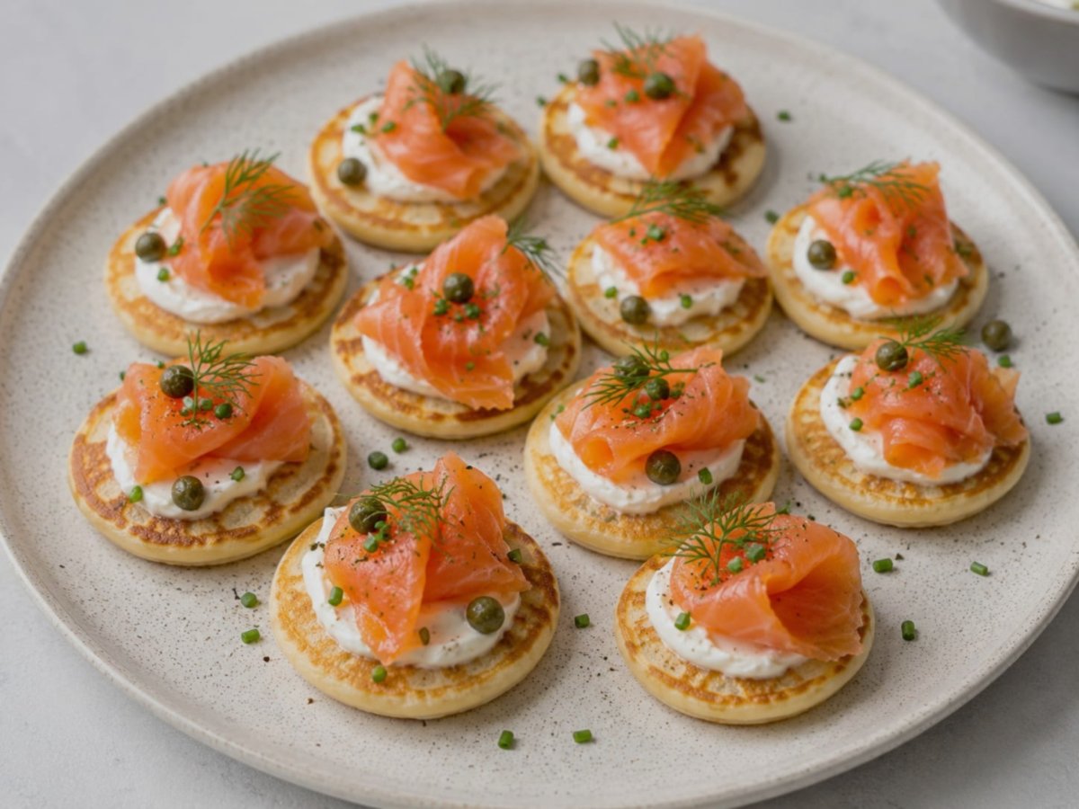 Blini's met zalm en crème fraîche