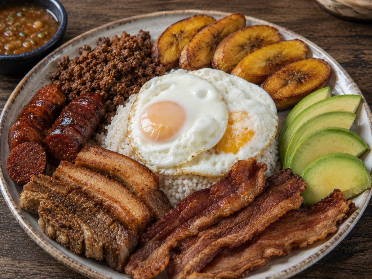 Colombiaanse bandeja paisa vleesschotel