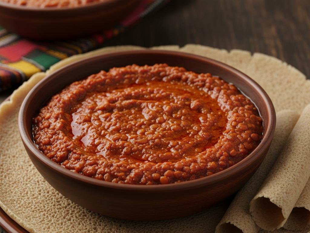 Ethiopische misir wot — gekruide rode linzenstoofpot