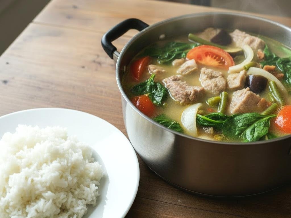 Filipijnse sinigang zure soep met varken