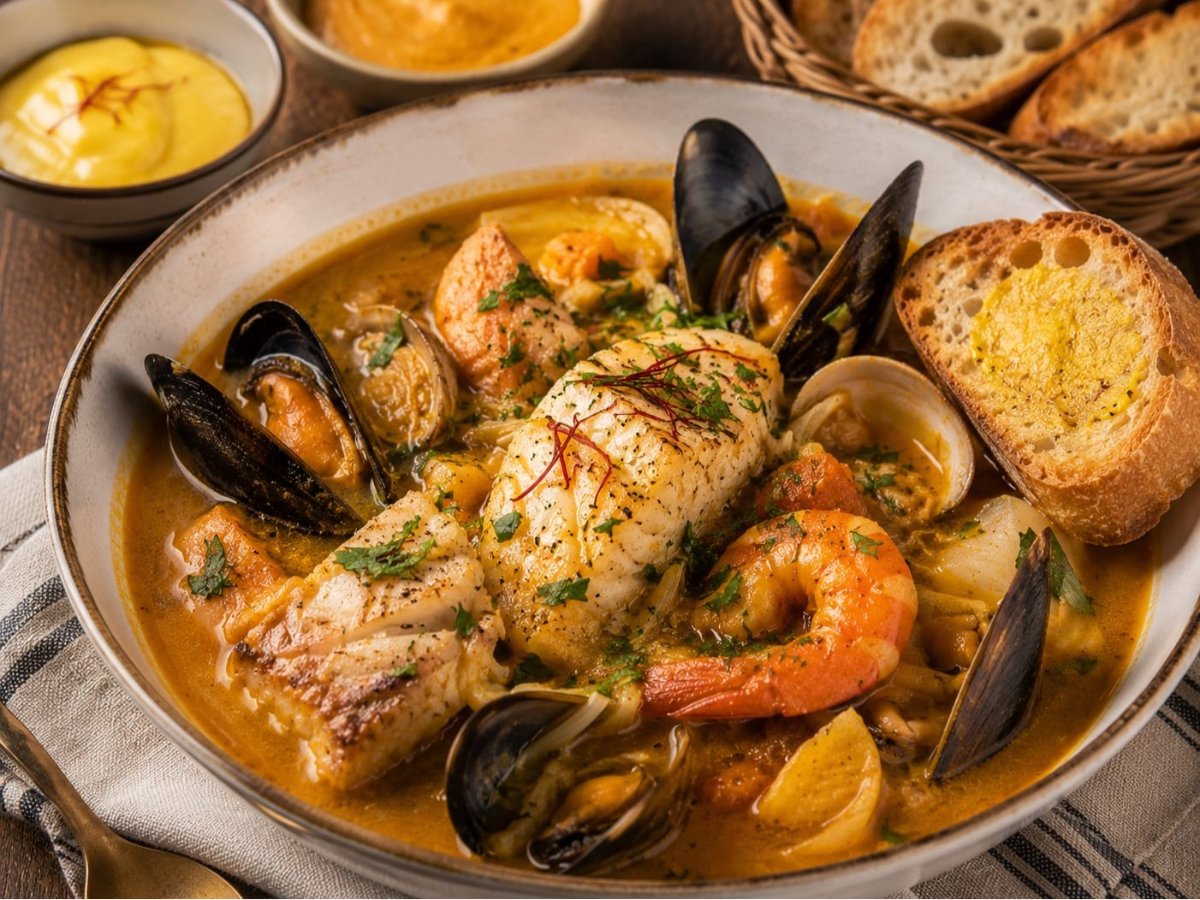 Franse bouillabaisse met vis en saffraan