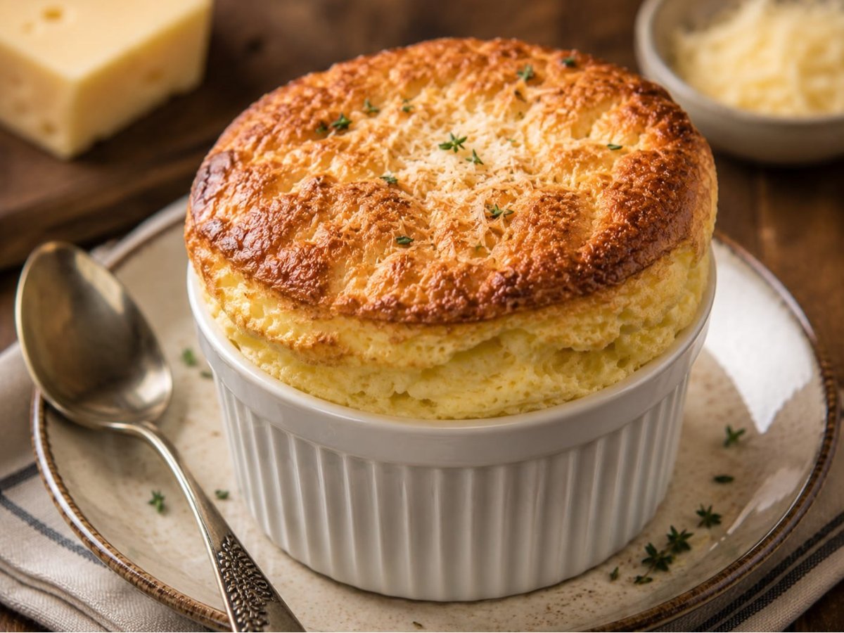 Franse soufflé van kaas met Gruyère