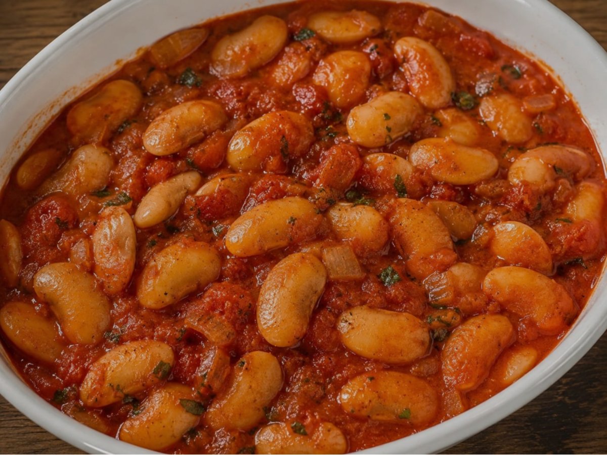 Griekse gigantes plaki in tomatensaus