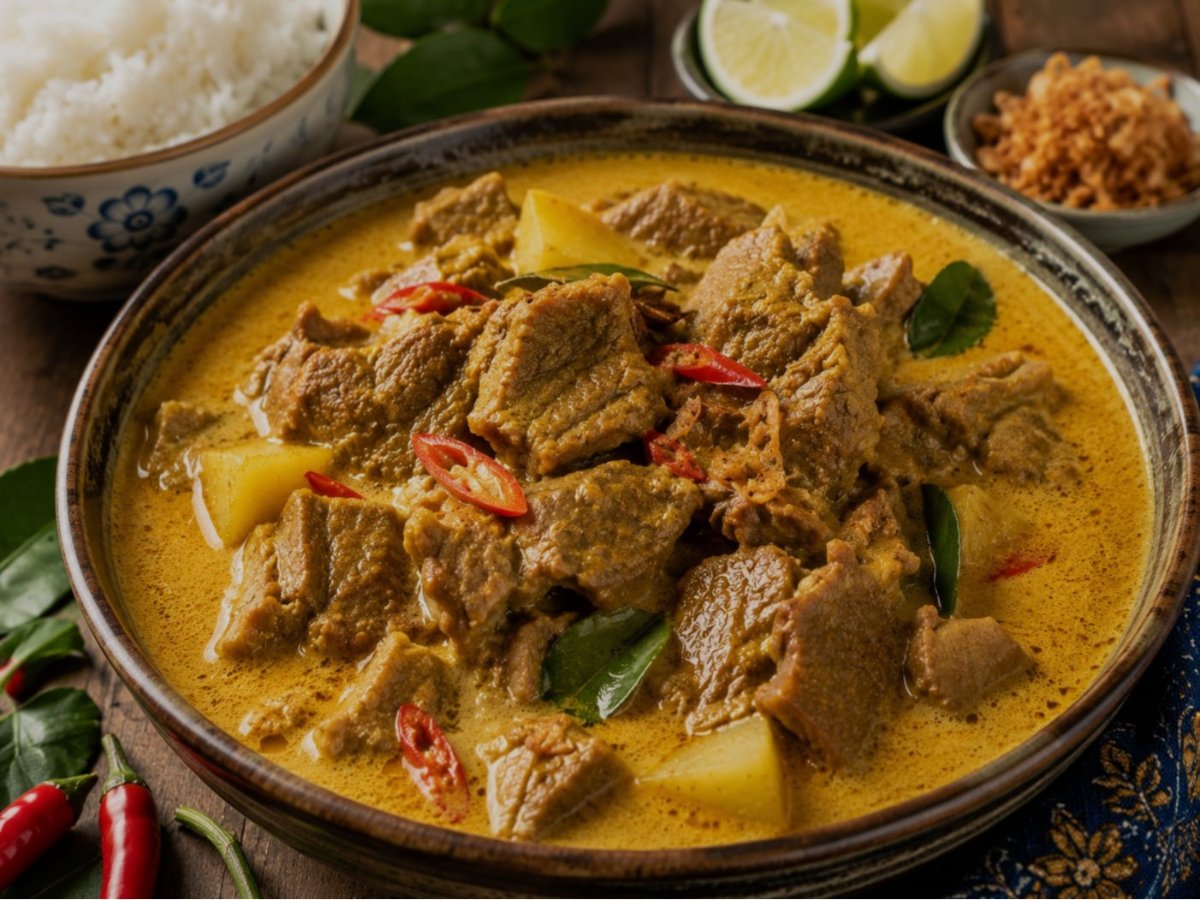 Gulai kambing — lam in gele curry