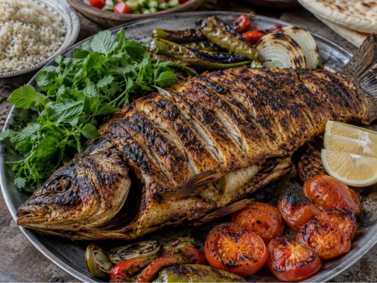Iraakse tikka masgouf gegrilde karper