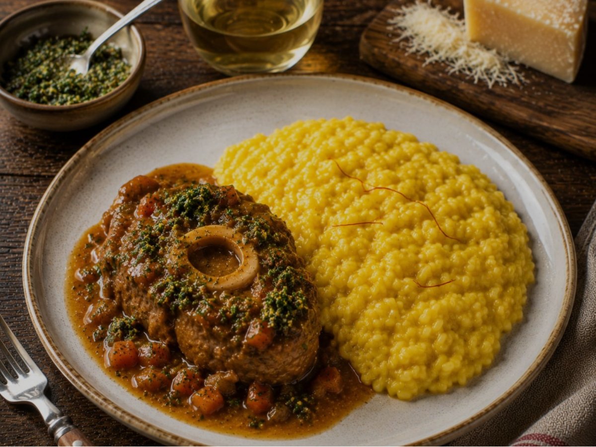 Italiaanse ossobuco met gremolata en risotto milanese