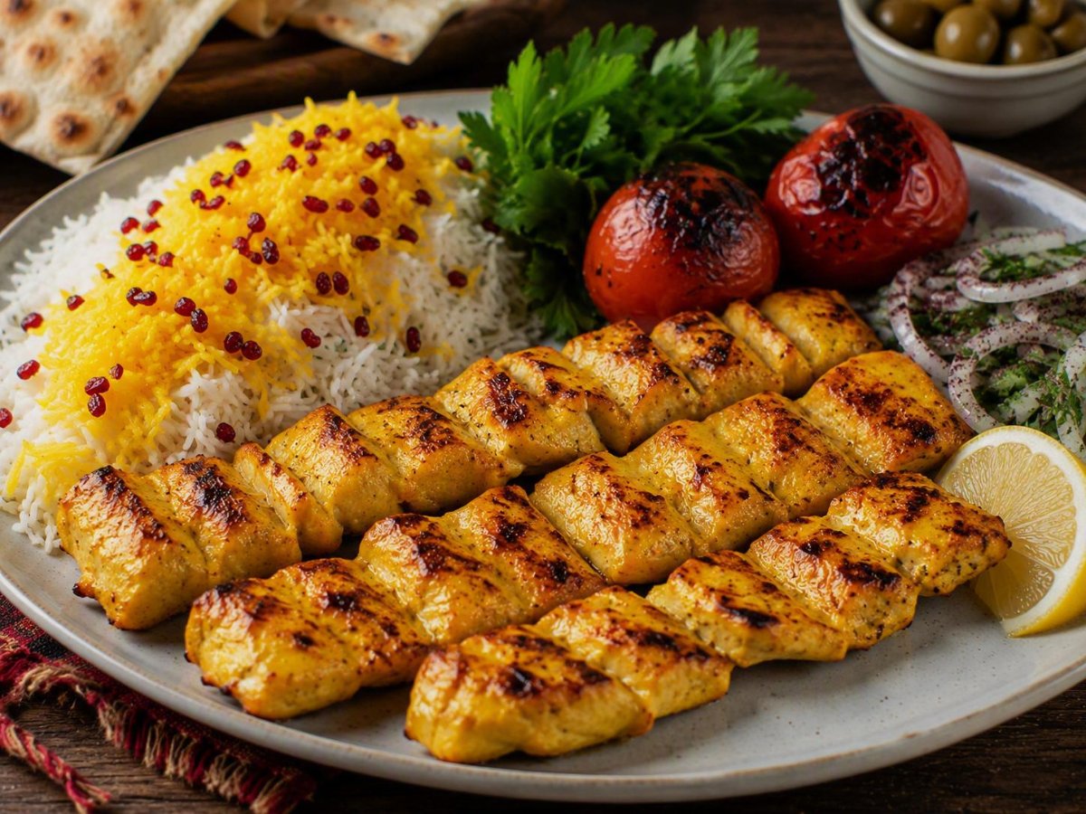 Joojeh kabab — saffraan kip van de grill