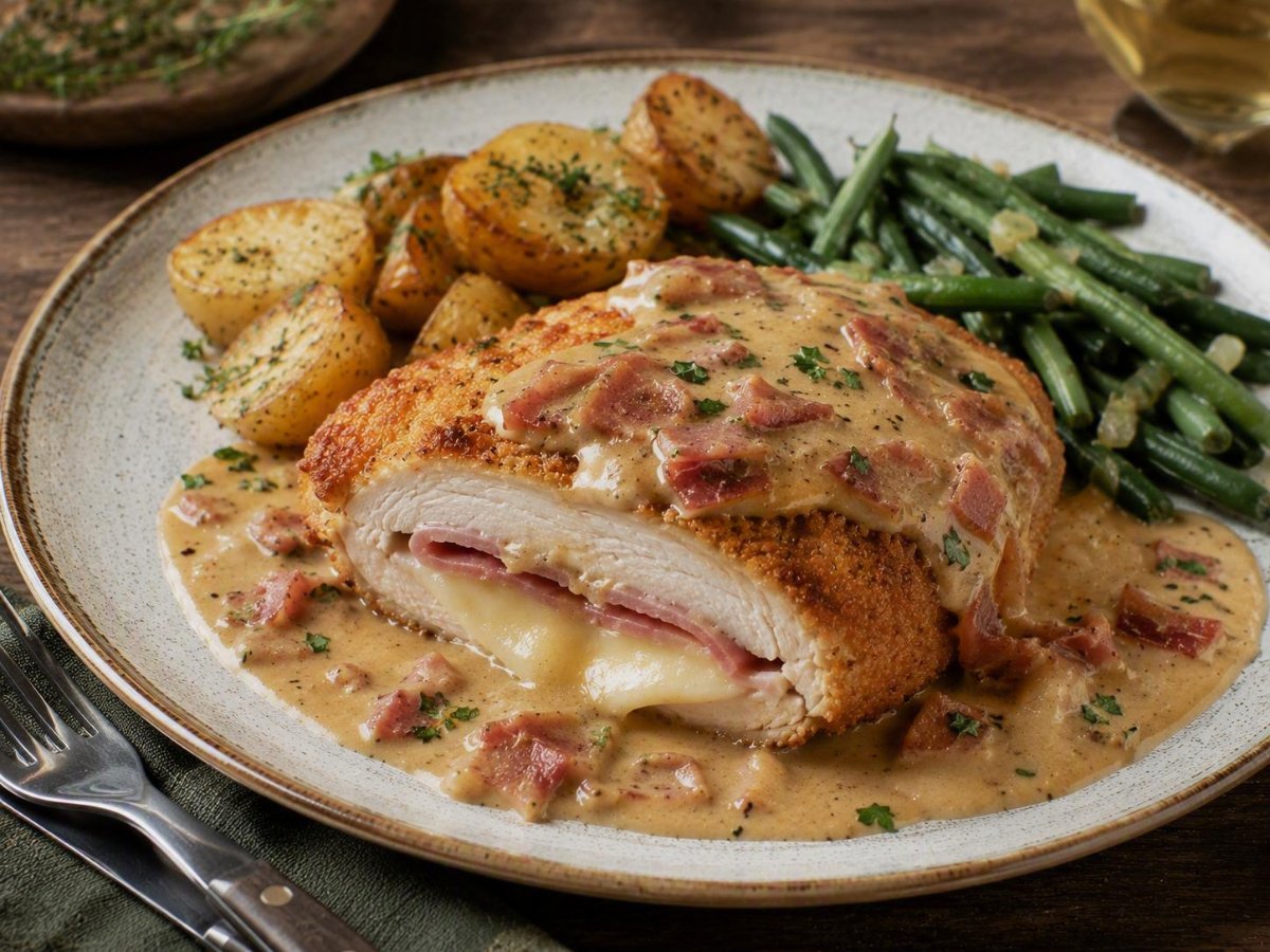 Kip cordon bleu met parmahamsaus