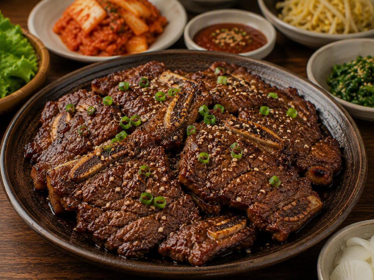 Koreaanse galbi gemarineerde korte runderribs