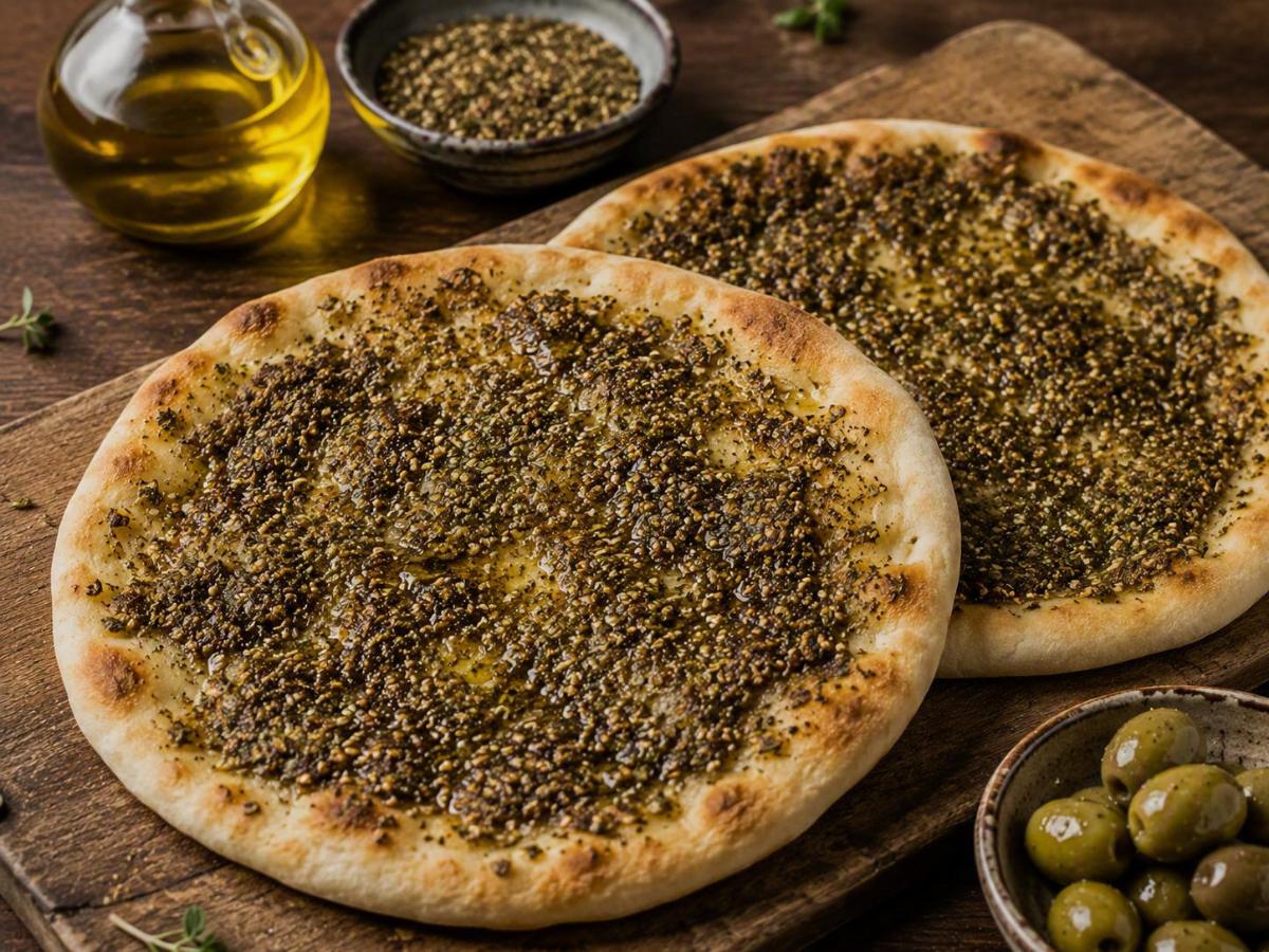 Manakeesh met za'atar en olijfolie