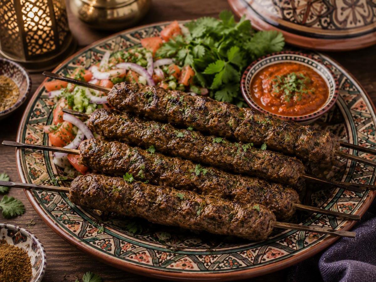 Marokkaanse brochettes van gehakt met komijn