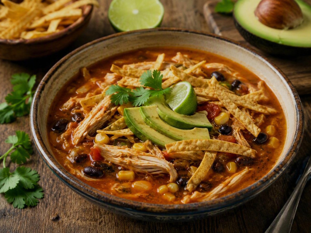 Mexicaanse tortillasoep met kip en avocado