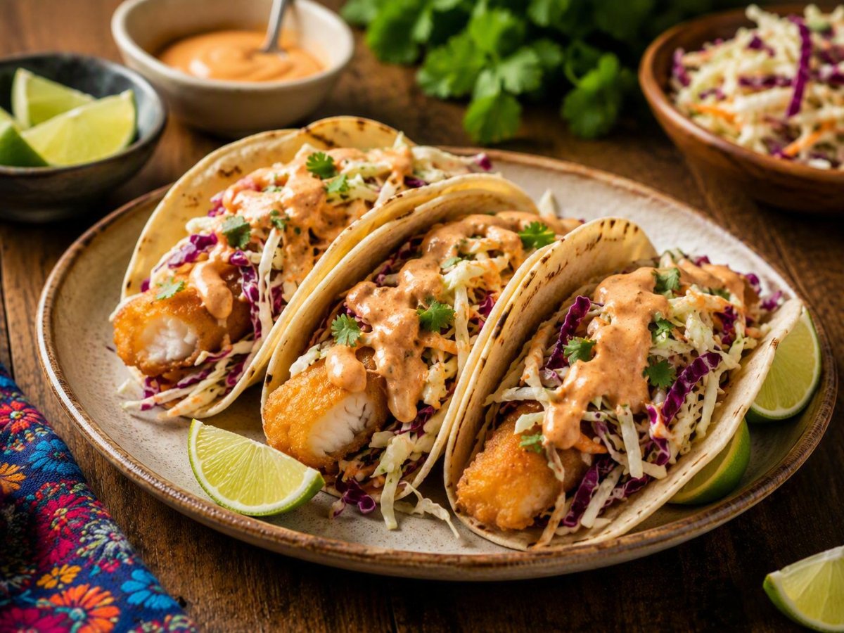 Mexicaanse vistaco's met koolsla en chipotle crema