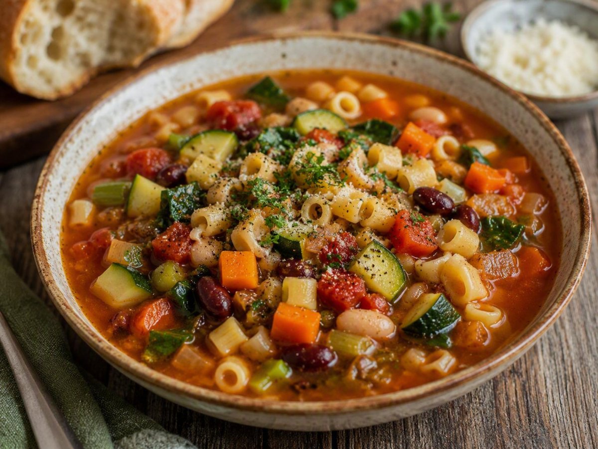 Minestrone met groenten en pasta