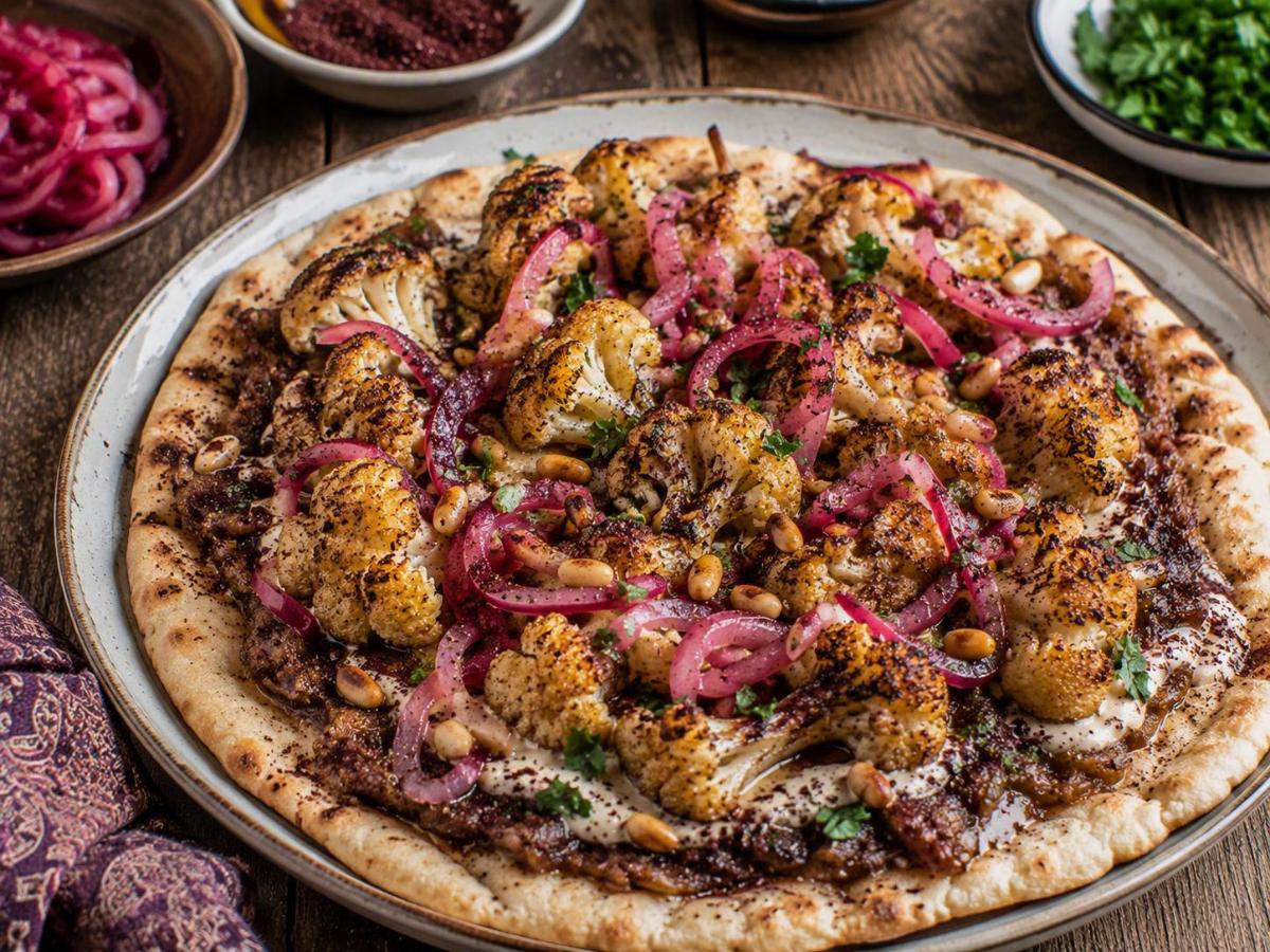 Musakhan met geroosterde bloemkool en sumak-ui