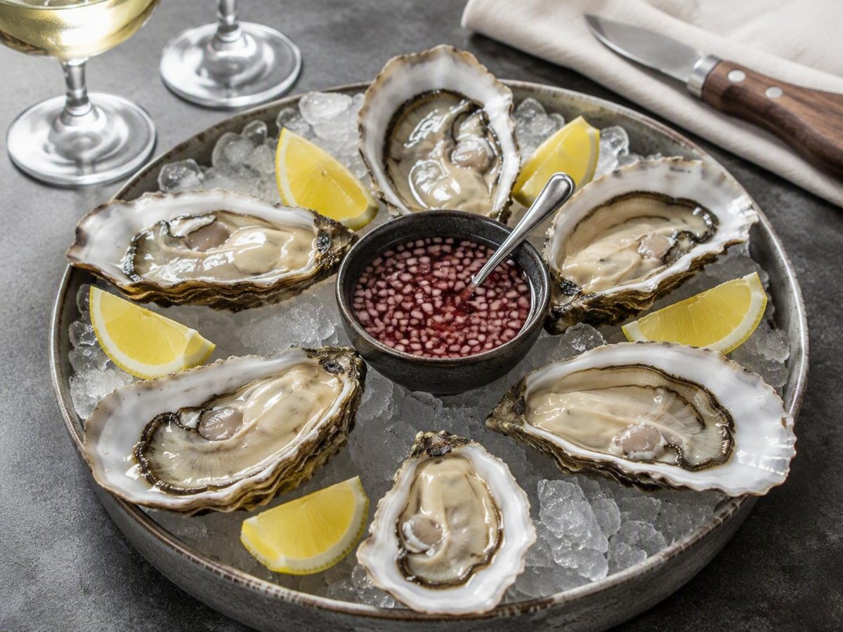 Oesterschelpen met mignonettesaus