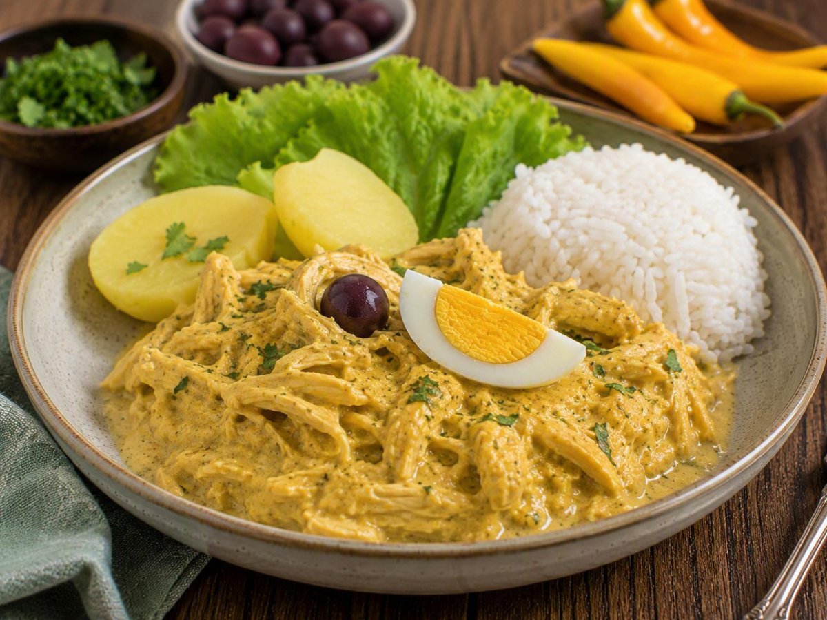 Peruaanse aji de gallina romige kippenragout