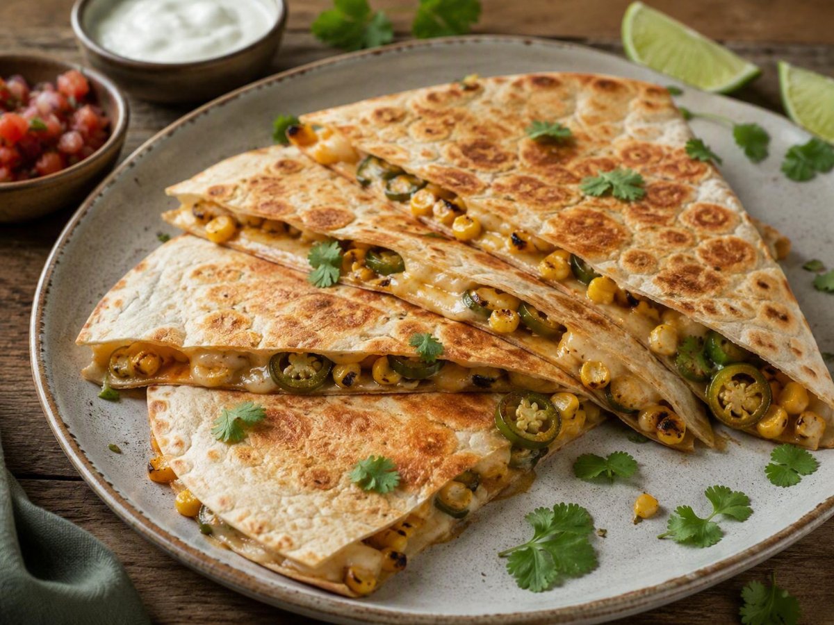 Quesadilla's met geroosterde maïs en jalapeño
