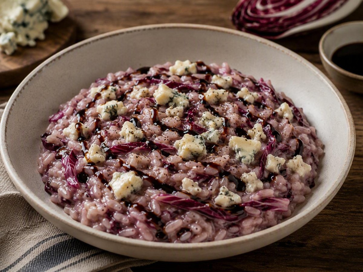 Radicchio risotto met gorgonzola en balsamico