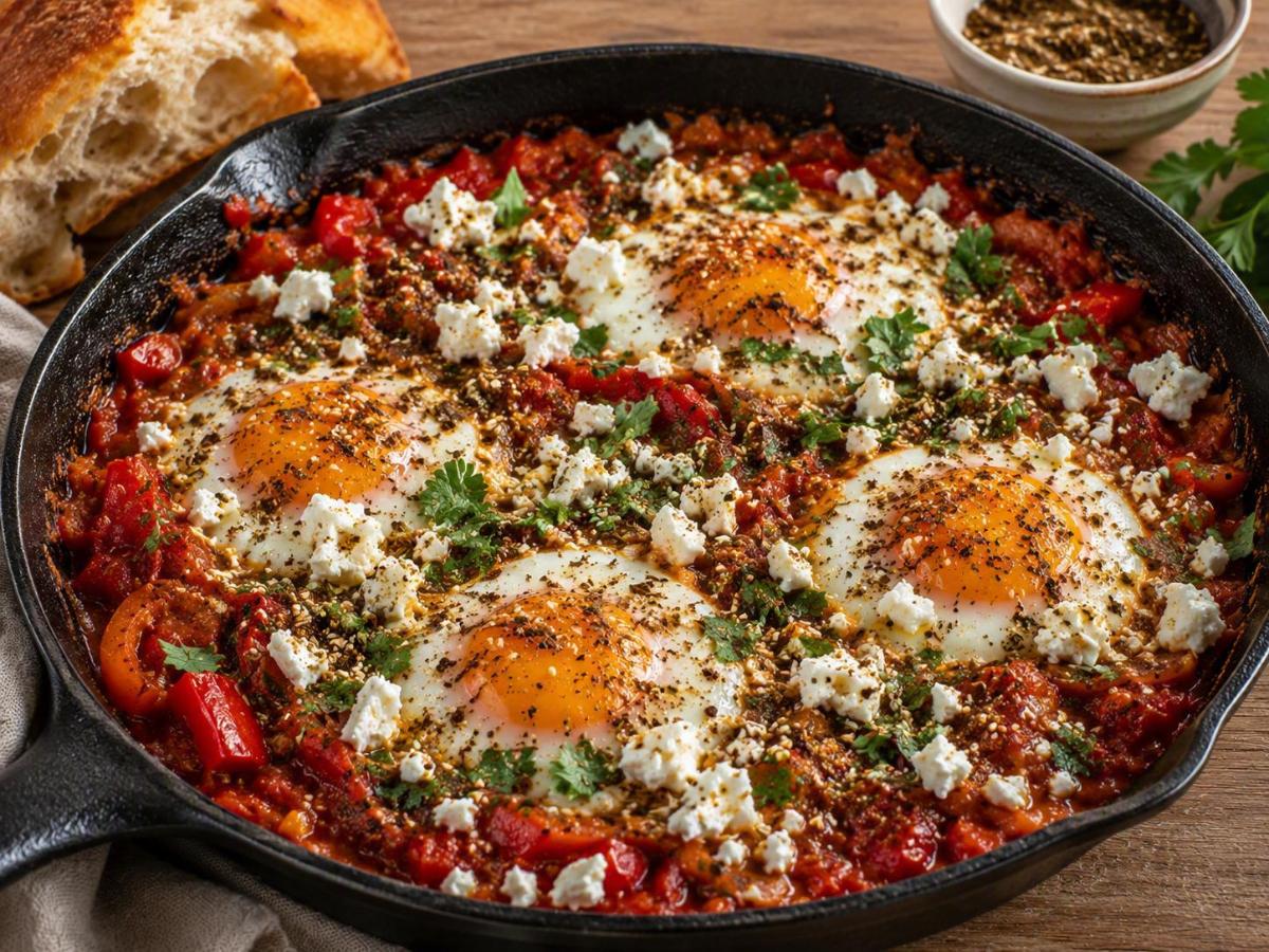 Shakshuka met feta en za'atar