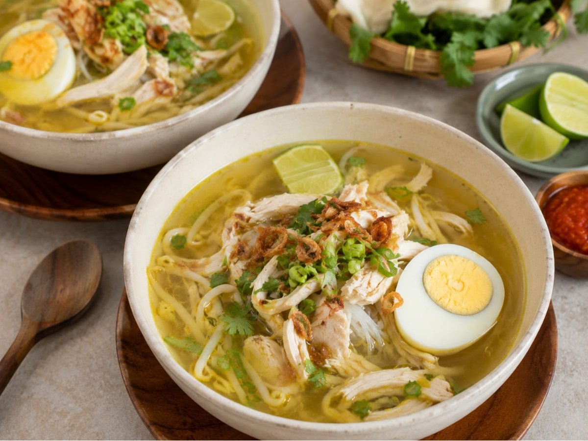 Soto ayam — heldere Indonesische kippensoep