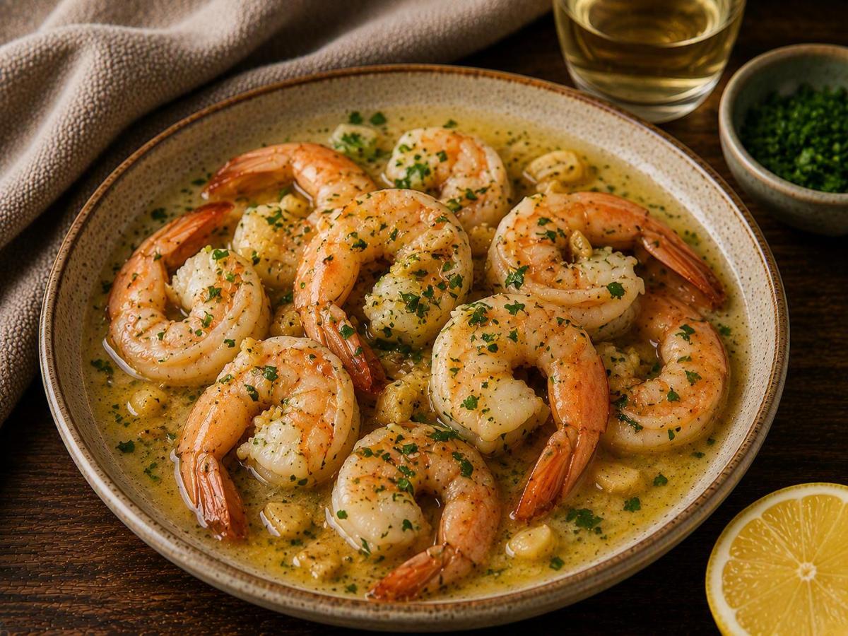 Sous vide garnalen met knoflook en pernod