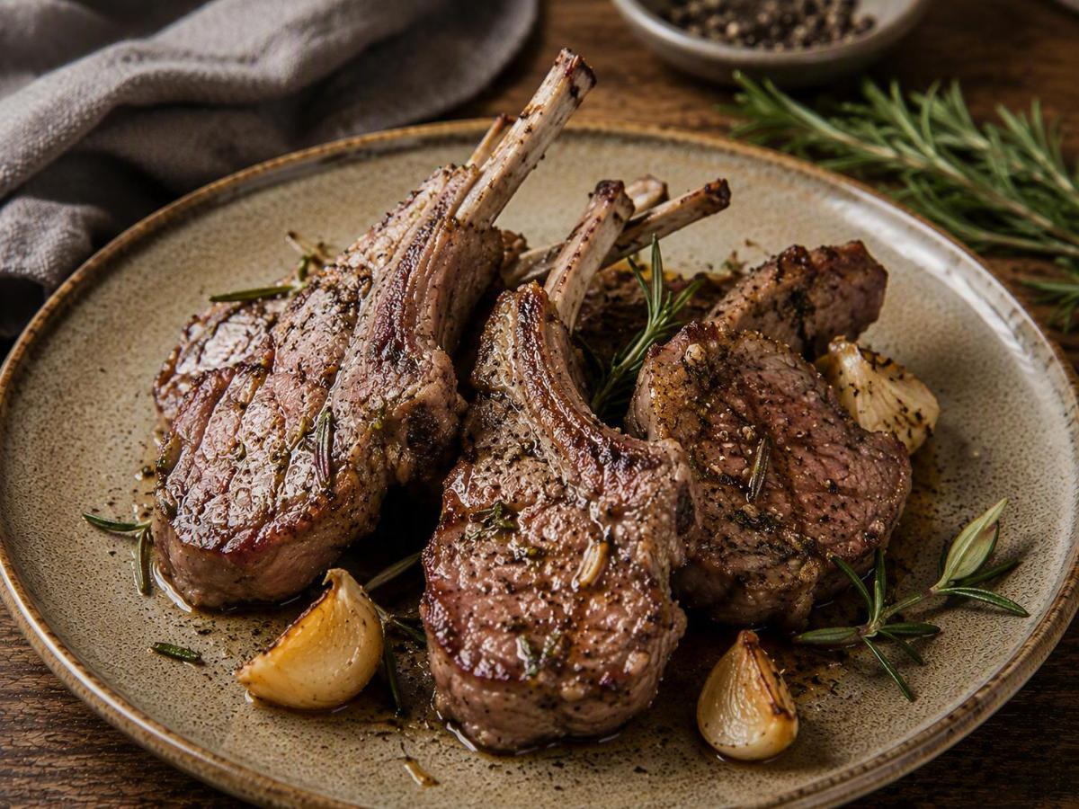 Sous vide lamskoteletjes met rozemarijn en knoflook