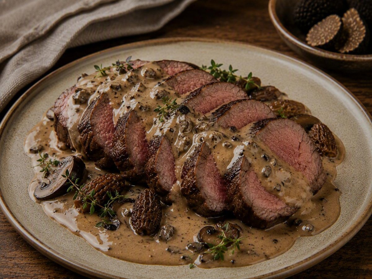 Sous vide ossenhaas met périgueux saus