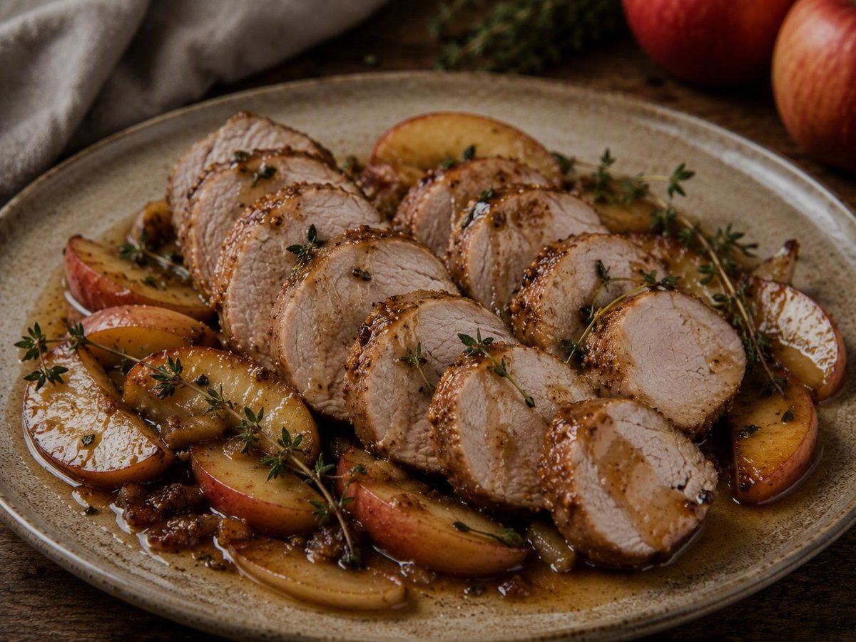 Sous vide varkenshaas met appel en tijm