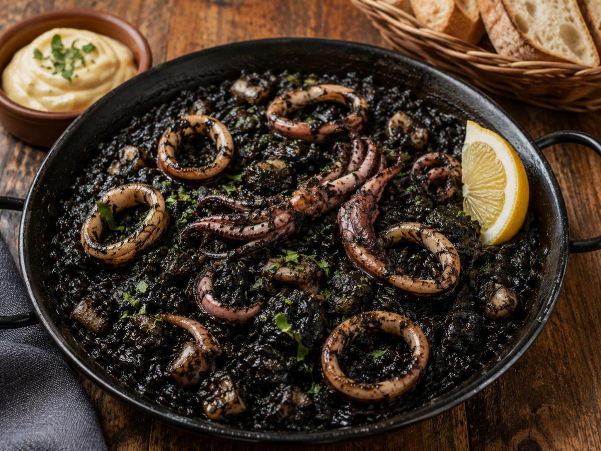 Spaanse arroz negro met inktvis en aioli