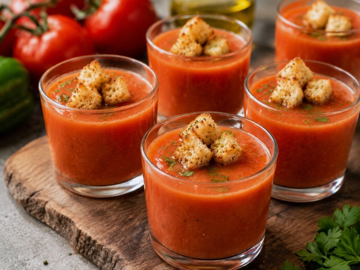 Spaanse gazpacho met krokante croutons