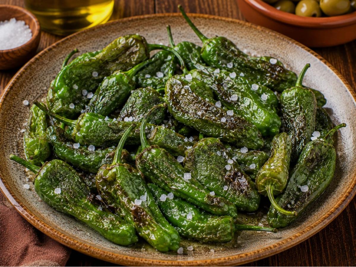 Spaanse pimientos de padrón met grof zeezout