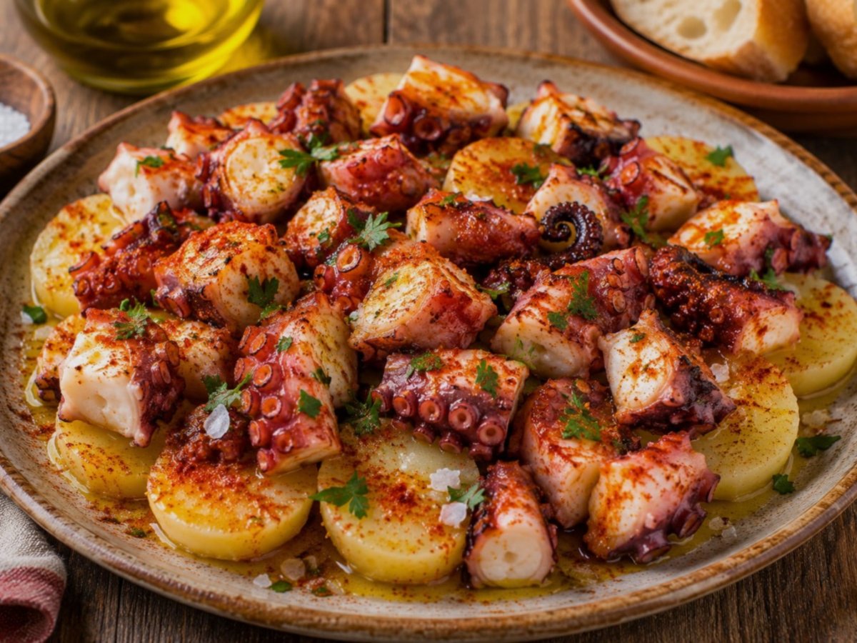 Spaanse pulpo a la gallega met paprika en aardappelen