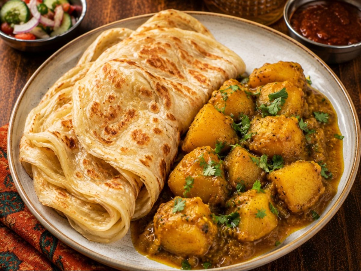 Surinaamse roti met kerrie aardappelen