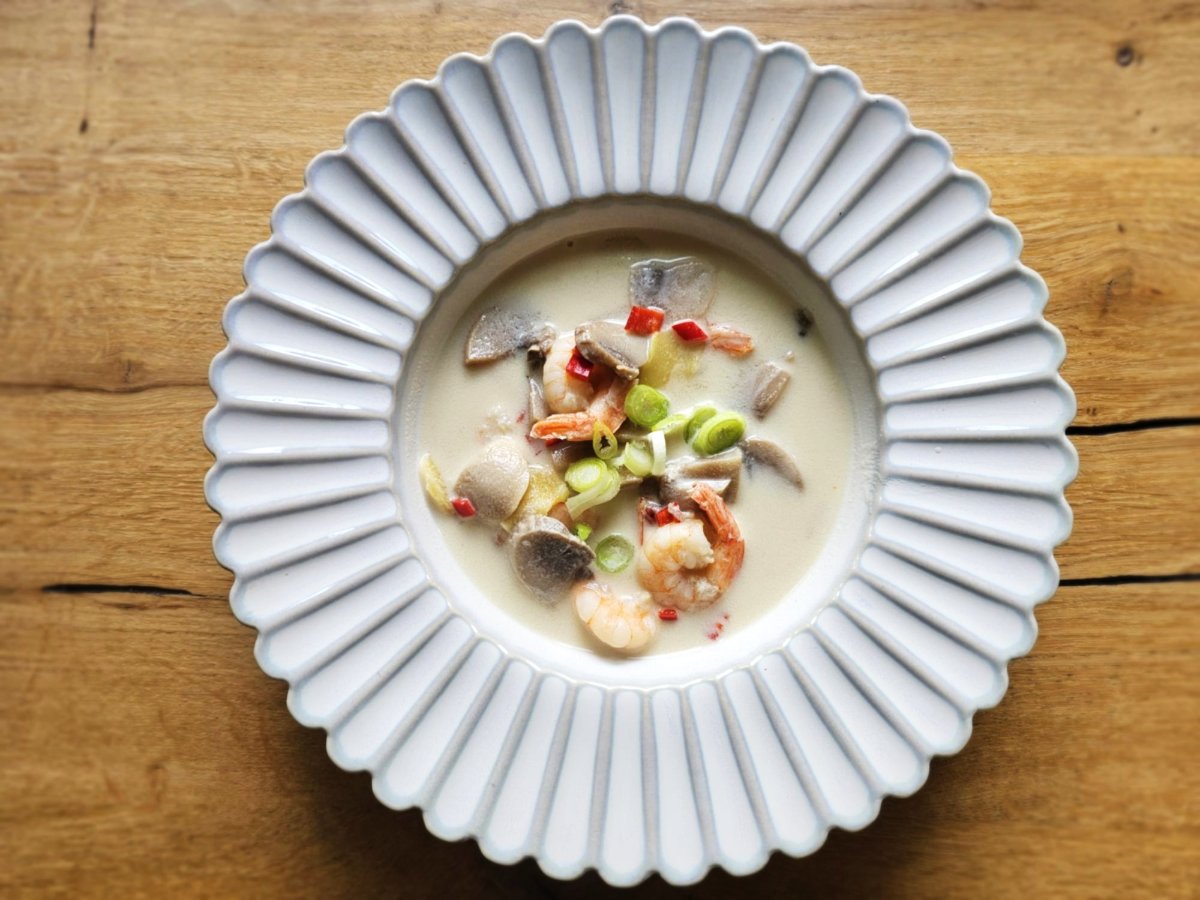 Thaise kokossoep met garnalen en citroengras
