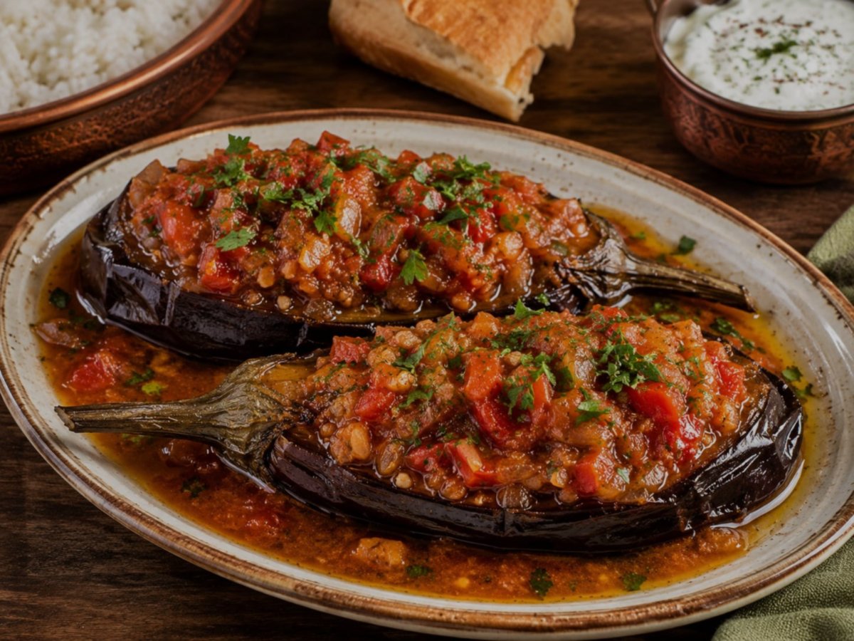 Turkse imam bayildi — gevulde aubergine