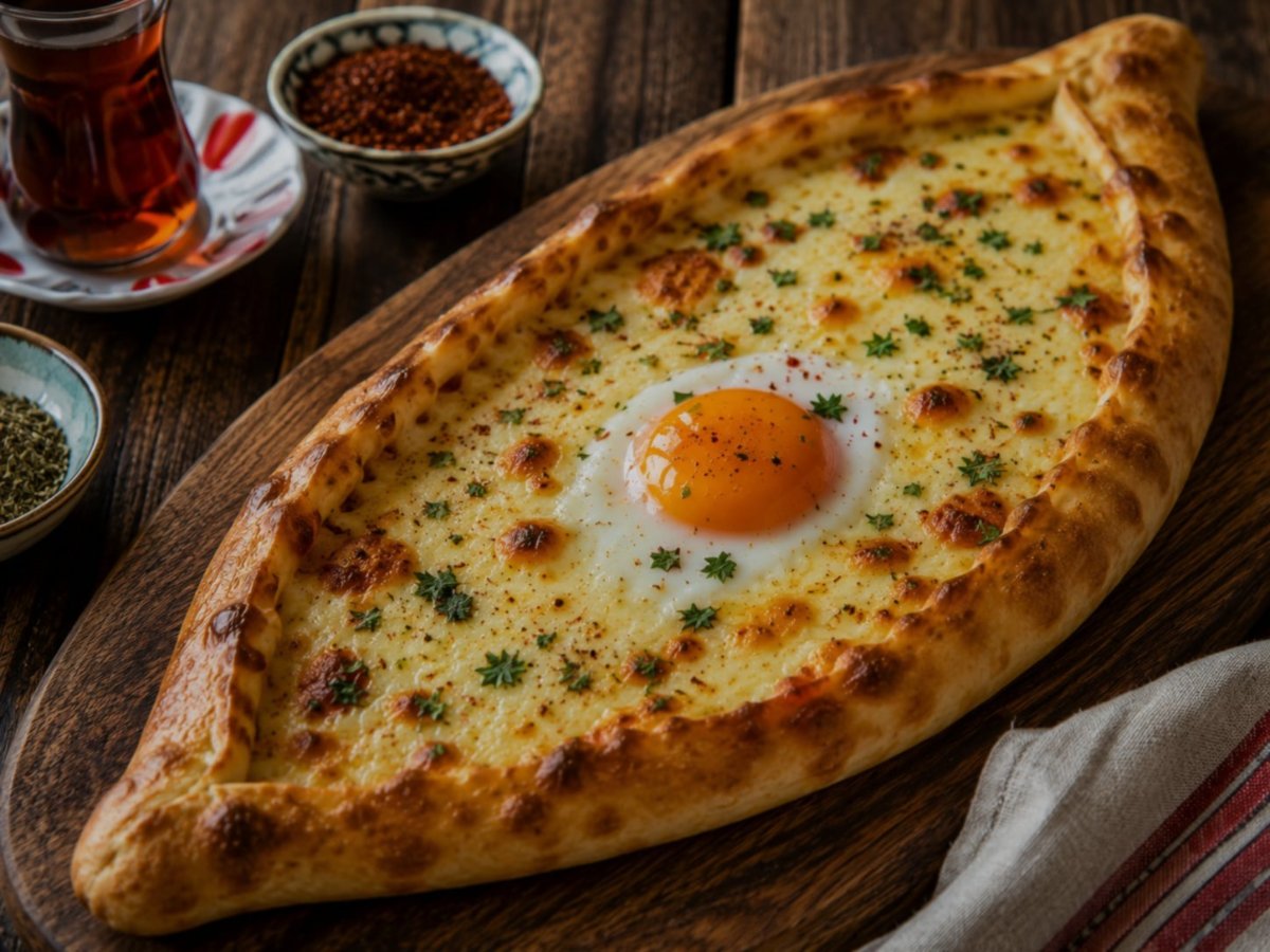 Turkse pide met kaas en ei