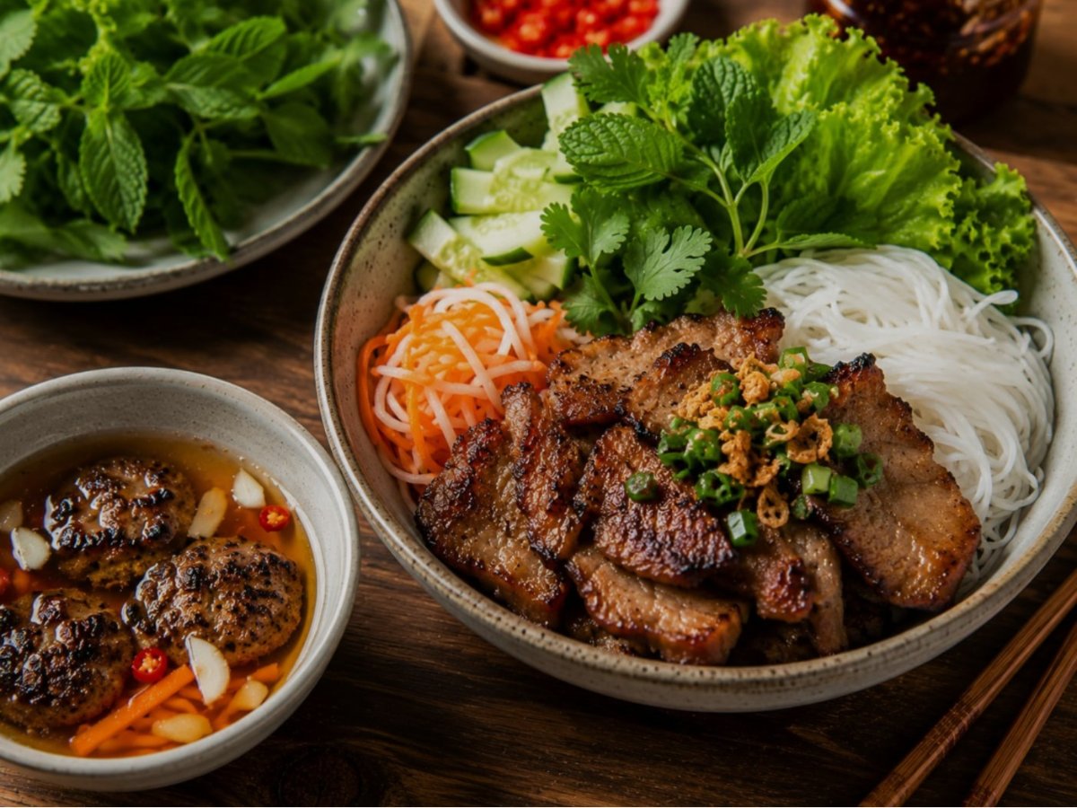 Vietnamees gegrild varkensvlees bun cha