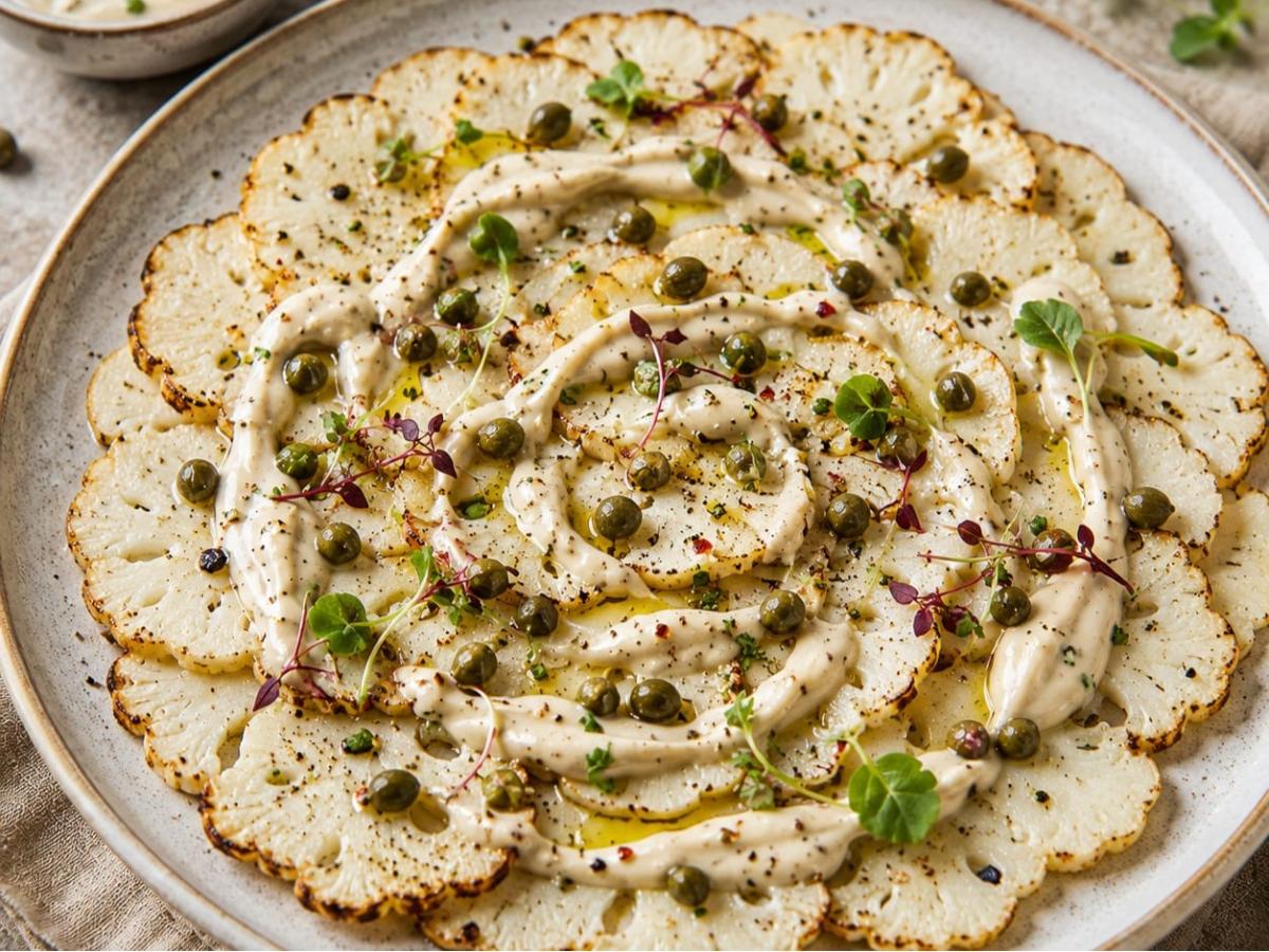Vitello tonnato van bloemkool met kappertjesmayonaise